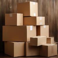 Stack of big cardboard boxes photo