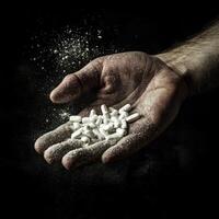 crushing pills in hand photo