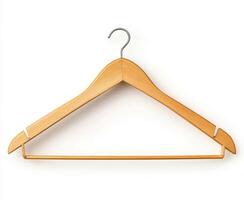 wooden hanger isolated on white photo