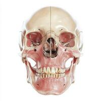 Human skull isolated on white background photo