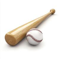 a baseball bat and a baseball, isolated on a pure white background photo