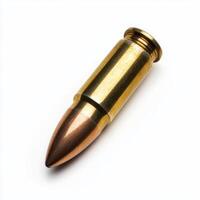 image of a single bullet, isolated on a pure white background photo