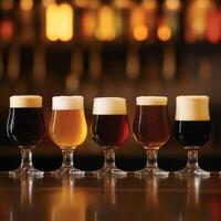 Different Types Of Cold Fresh Beer In Bar Pub photo