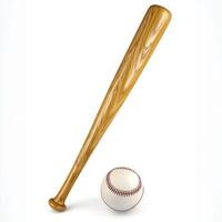 baseball bat and a baseball, isolated on a pure white background photo