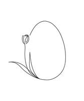Flowerframe in the shape of an egg. Design for celebrating Easter,theme parties. Minimalistic art. Outline illustration. vector