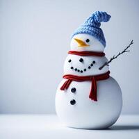 Snowman isolated on White Background, Studio photo