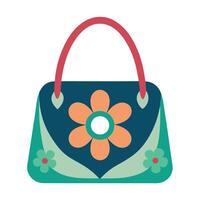Stylish Handbag with Flower Patterns and Bold Lines vector