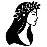 Profile of a Woman with Floral Crown vector