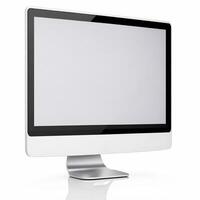 Computer display with blank white screen at the desk photo
