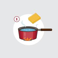 Tutorial how to cooking instant noodle step one 1 vector