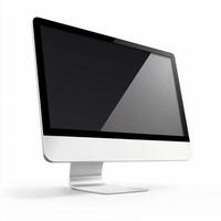 Modern desktop computer with a blank screen is standing on a white background photo