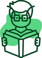 Bookworm character Outline Style Icon vector