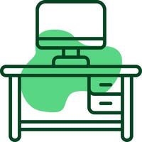 Office Desk Outline Style Icon vector