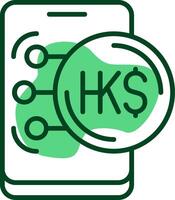 Hong Kong Dollar Outline Style Icon vector