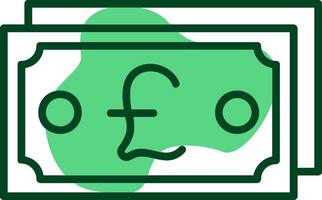 British Pound Sterling Note Outline Style Icon Design vector