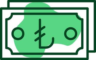 Turkish Lira Note Outline Style Icon Design vector