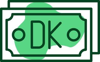 Danish Krone Note Outline Style Icon Design vector