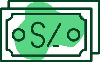 Peruvian Sol Note Outline Style Icon Design vector