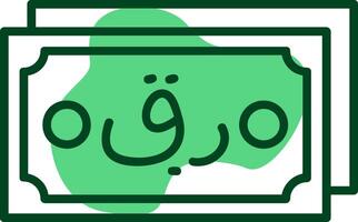 Qatari Riyal Note Outline Style Icon Design vector