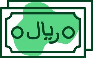 Saudi Riyal Note Outline Style Icon Design vector