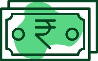 Indian Rupee Note Outline Style Icon Design vector