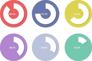 Pack of Survey Percentage Chart Flat Style Elements Design vector