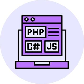 codificación idioma lleno circulo llenar estilo icono vector