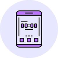 Clock Filled Circle Fill Style Icon vector
