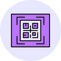 QR Code Filled Circle Fill Style Icon vector