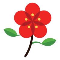 a single plum blossom flower with red petals on wh vector