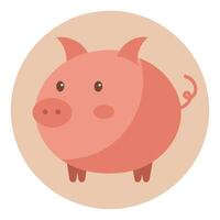 A Rounded Pig Icon vector