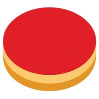 A Single Circular New Year Rice Cake with Red Frosting vector