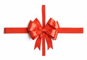 Red Color Bow on White Background photo