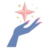 Feminine Hand Holding a Glowing Star vector