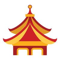 a single ornate roof tile from a pagoda in gold an vector