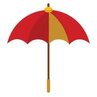 a single red umbrella with gold trim on white back vector