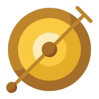 A Round Golden Gong with a Mallet vector