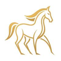 a sleek and minimal zodiac horse design in gold on vector
