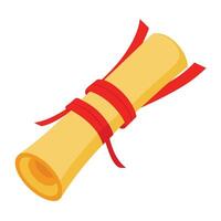Rolled Bamboo Scroll with Red Ribbon vector
