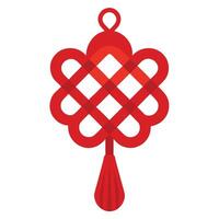 a single red decorative knot with tassels on white vector