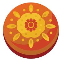A Round Rice Cake with Decorative Patterns vector
