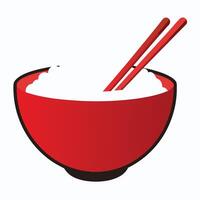 A Single Bowl of Rice with a Pair of Chopsticks vector