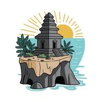 An island with a temple on it vector