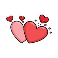 Two hearts with stars on them, one is red and the other is pink vector