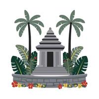 An illustration of a temple surrounded by palm trees vector