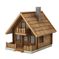 3d model of a small wooden house on a transparent background png