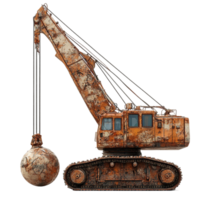 a rusty crane with a ball on top of it Transparent Background. png