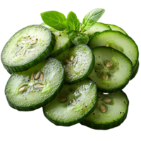 cucumber slices with leaves on top of them transparent background png