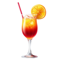 orange cocktail with orange slice in transparent backgroundglass on transparent background png
