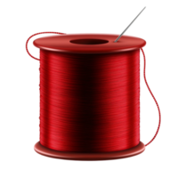 A red roll of thread is on a red string transparent background png
